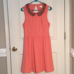 Pink Beaded Collar Dress